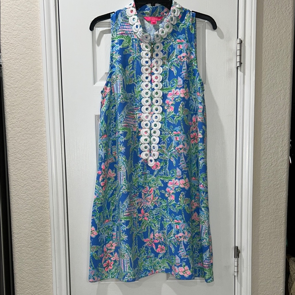 Lilly Pulitzer Jane Shift Dress Beneath the Bougainvillea Sz 14